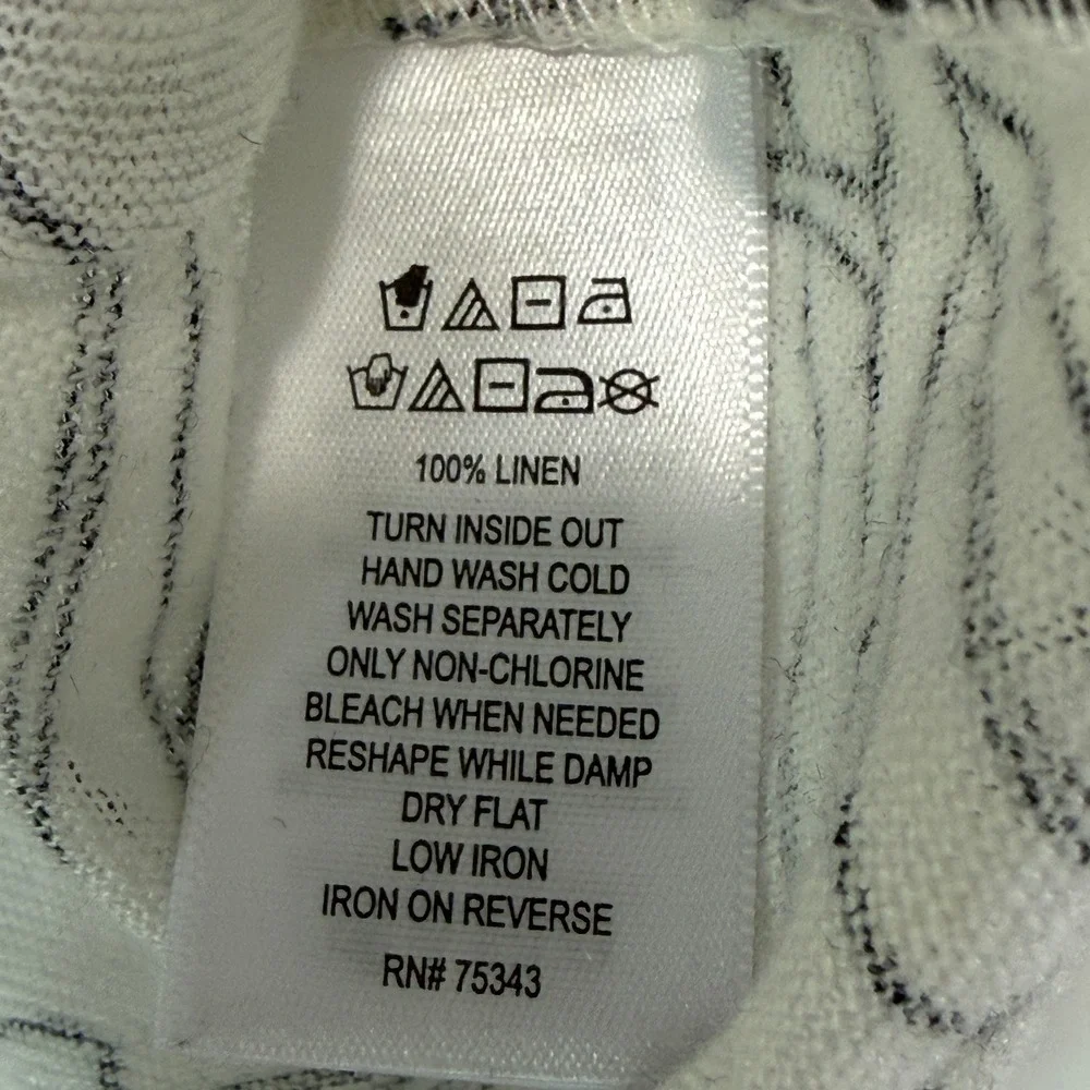 Cynthia Rowley 100% Linen Tropical Botanical Leaf Top Sz XL Neutral Short Sleeve